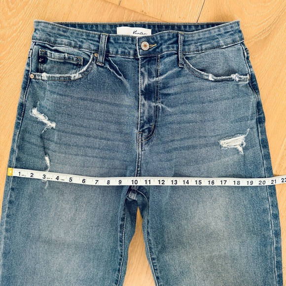 KanCan Boho Babe High Rise Slim Wide Leg Jeans Blue Wash Distressed Women's 29 - Picture 11 of 12
